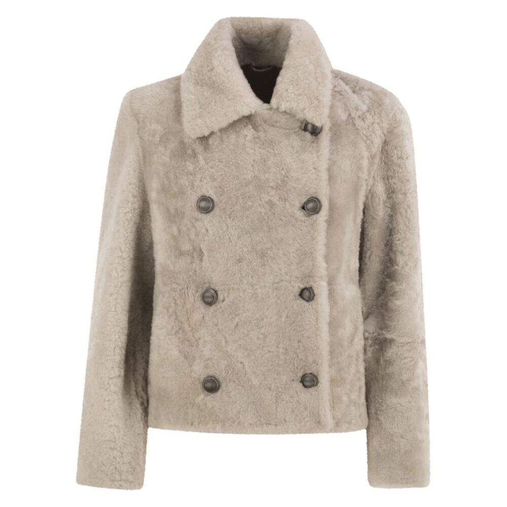 Brunello Cucinelli Women Double-Breasted Shearling Jacket